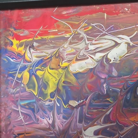 Hand Crafted Original Acrylic Pour Painting The First One Upcycled Framed 16x20 - Picture 17 of 17